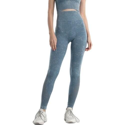 Blue Seamless Leggings Women Gym Sport Wear Fashion Woman Pants Black Hollow Design Yoga Leggings High Waist Jogging Trousers