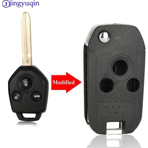 Jingyuqin 3 Buttons Modified Flip Folding Remote Key Sleeve For Subaru Forester XV Legacy Outback Fob Key Cover