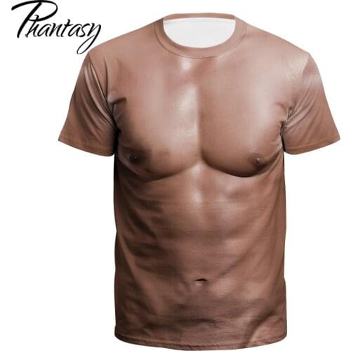 Phantasy Funny Flesh-colored Muscle T-shirts Mens Clothes Casual Loose Unisex Summer Tee Tops Outwear Oversize Men T-shirt