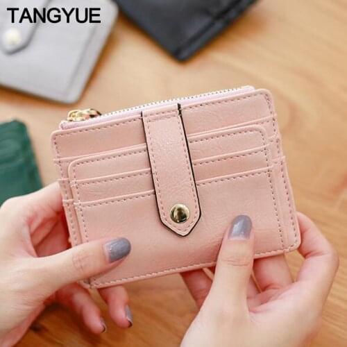 TANGYUE Womens Credit ID Card Holder Women Leather Wallet for Credit Cards Case Pocket Bank Cardholder Slim Travel With Zipper