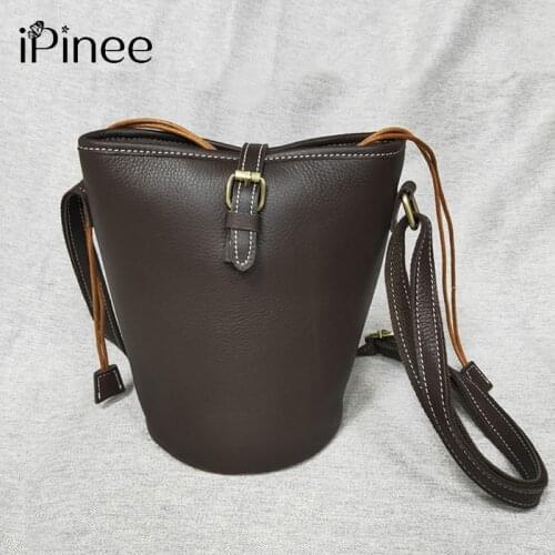 IPinee Vintage Women Crossbody Bag Designers Luxury Handbags Women Shoulder Bags Female Top-handle Bags Fashion Bucket Bag