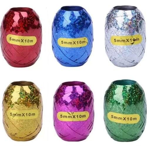 6PCS 5mm*10m Balloon Rope Foil Balloon Laser White Rose Gold Ribbon Wedding Birthday Party Decoration Air Balloon Wrapping Tap