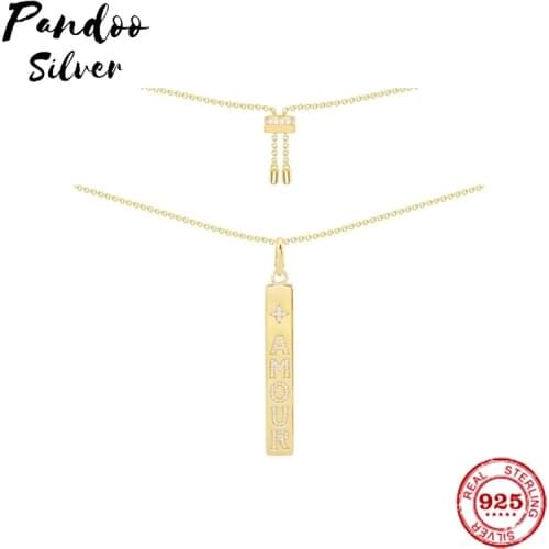 High Quality S925 Sterling Silver Jewelry 1:1 Copy,Yellow Silver AMOUR Plate Adjustable Necklace For Women Party Jewelry Gift