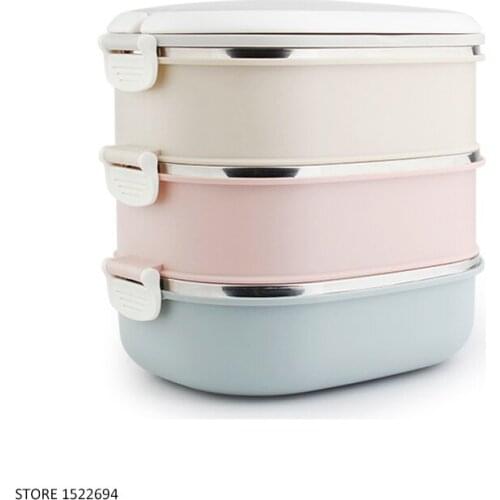 Premium Stackable Bento Lunchbox Stainless Steel Interior Lunch Container Food Carrier Triple Layer Lunchbox 2.4L Capacity