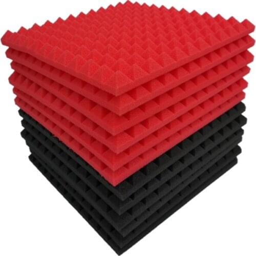 24PCS 300x300x25mm High Density Flame Retardant Studio Acoustic Foam Soundproofing Protective Sponge Pyramid Absorption Panel