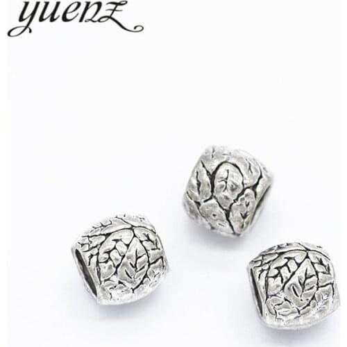 YuenZ 10pcs Beads Charms Antique Silver color tree leaf Big Hole Spacer Beads Charms Pendants For Bracelets Jewelry Making R214