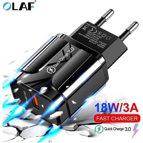 18W Quick Charger 3.0 USB Charger for Samsung A50 A30 iPhone 7 8 Huawei P30Tablet QC 3.0 Fast Wall Charger US EU Plug Adapter