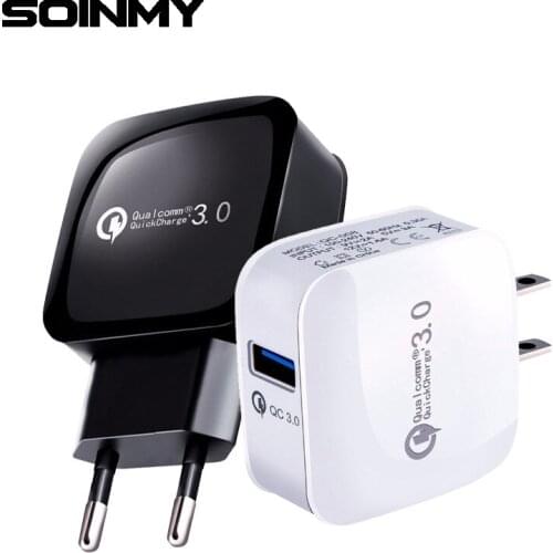 Soinmy Fast Charger Travel Wall Adapter Charge for iphone charger Quick Charge 3.0 USB Charger 3A 20W For Huawei Xiaomi Oneplus
