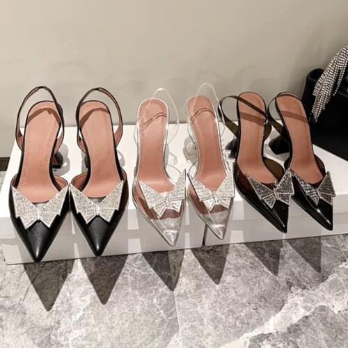 2021 Summer New Rhinestone Butterfly Clasp Fashion High Heels Sandals for Women