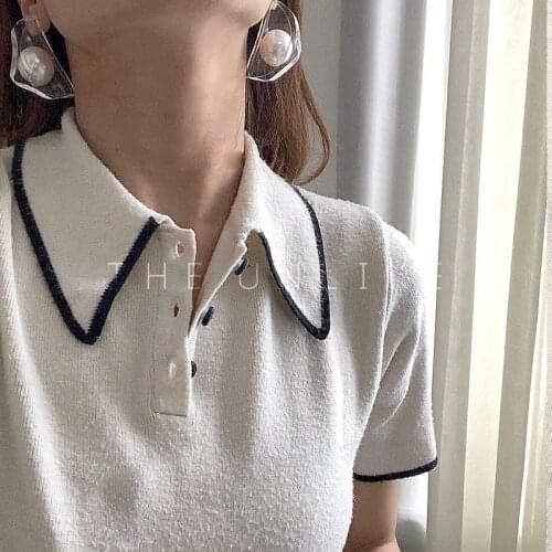 Original Acrylic Bean Studs Earrings For Women 2019 Artsy Clear Super Big Pearl Earrings Femme Bijoux Top Quality