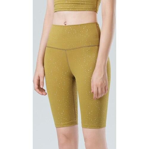 Women Yoga Pants Glittering Fitness Pants Hip-lifting Elastic Tight-fitting Leggings High Waist Nude Knee Length Yoga Tights