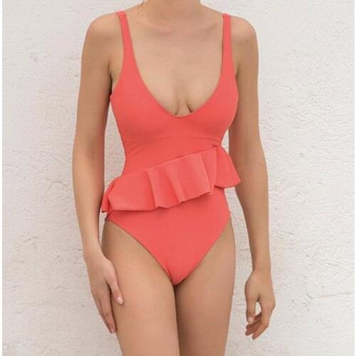 2019 Hot-sale Women Sexy Solid Colour Padded Wireless Backless One Piece Swimsuits