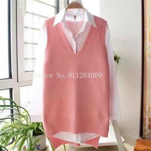 2021Sweater Vest Women Spring Autumn Sleeveless Pullover V-Neck Knitted Wool Vests Waistcoat Sherpa Chalecos Para Mujer