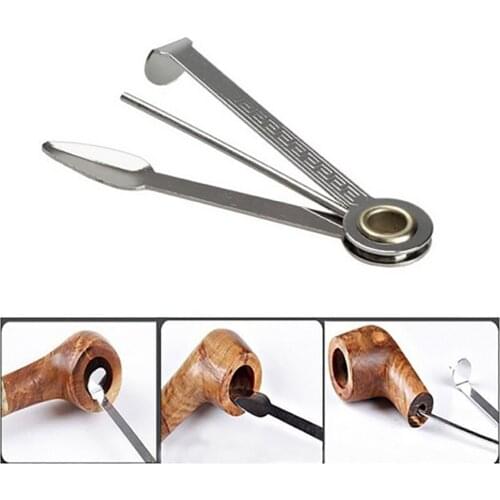 1Pc Smoking Accessories 3 in1 Stainless Steel Smoking Tobacco Pipe Cleaner Cleaning Tool Reamers Tamper Multifunctional Tools