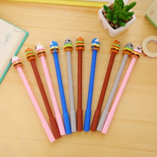 1pcs Burger Gel Pens Cute Stationery Kawaii Pen 0.5mm Novelty New Cute Pens Student Writing Gel Pen Kawaii School Supplies