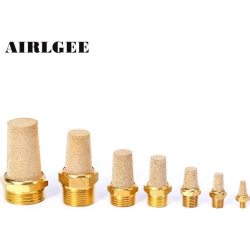 10PCS Sintered Brass Pneumatic Muffler Silencer Filter 1/8 1/4 3/8 1/2"PT Noise absorption Exhaust Muffler Connector