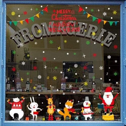 2021 Cartoon Christmas Concert Theme Diy Window Sticker Shop Window Sticker Modern Art Mural Home Wall Sticker Decoration