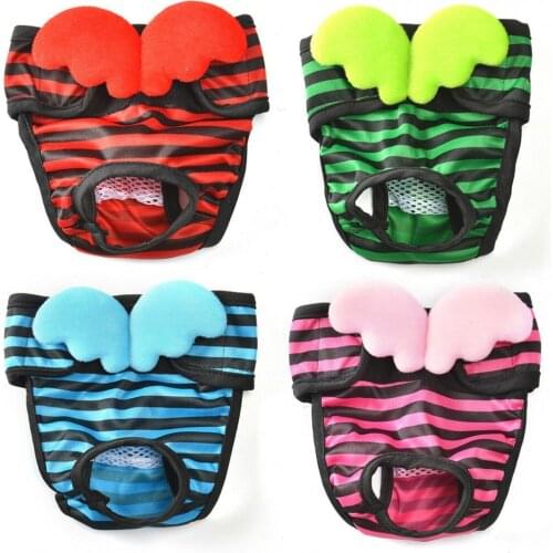 2019 New Dog Underwear Female Dog Physiological Pants Small Wings Stripe Large Size Pet Menstrual Shorts Small Dogs Diaper