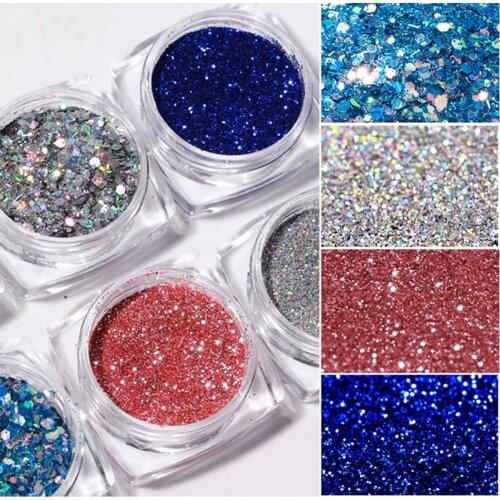 6 Pcs/Set Laser Sequins Nail Glitter Flakes Holographic Mixed Hexagon Spangles Slices Paillette Nail Art Decorations