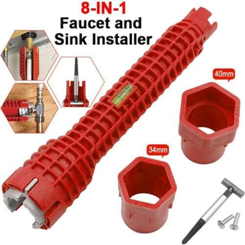 8 In 1 Faucet And Sink Installer Multifunctional Wrench Tool For Kitchen Bathroom Water Pipe Wrench Ratchet Socket Wrench Set