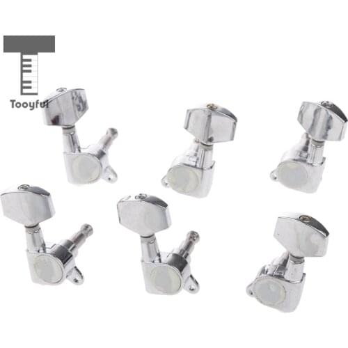 Tooyful 3R+3L Acoustic Electric Guitar String Semiclosed Tuning Pegs Tuners Machine Heads+Ferrule+Screws Guitar Accessory Silver
