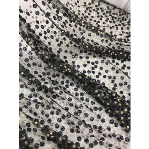 Hot Sale SYJ-10243 print glued glitter powder tulle mesh lace fabric sparkle for sawing