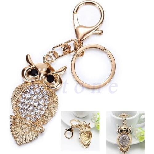 Owl Crystal Keyring Charm Pendant Handbag Purse Bag Key Ring Chain Keychain Gift F19A