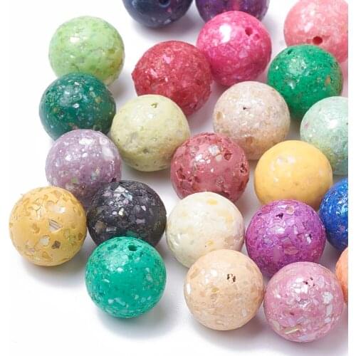 10pcs Handmade Polymer Clay Beads 12mm Round with Shell Mixed Color for Jewelry Bracelet Necklace Making Accessories Hole 1mm
