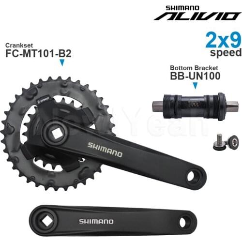 SHIMANO ALIVIO M3100 2x9 Speed Groupset include FC-MT101 Crankset and BB-UN100 Cartridge Bottom Bracket Original MTB Parts