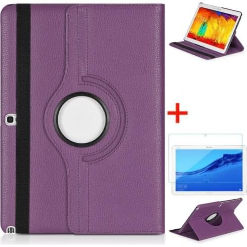 For Samsung Galaxy Note 2014 Edition 10.1 P605 P600 P601 Tab Pro SM-T520 T525 360 Rotating Folio Stand Leather Case with glass