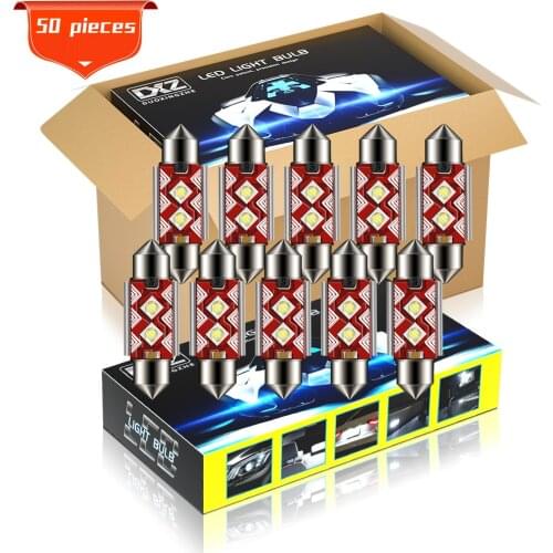 DXZ 50Pcs C5W C10W LED Bulbs Canbus Festoon-36MM 3535 NO ERROR Car Interior Dome Map Light Reading Lights 12V 3W Auto Lamp
