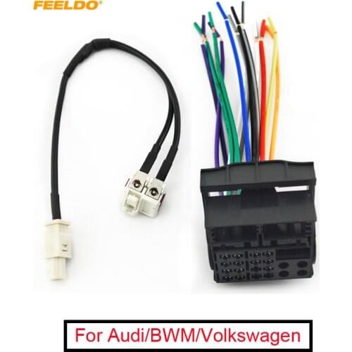 FEELDO 5Set Car Stereo Head Unit Wiring Harness With FAKRA Y Spliter(1Jack To 2Plug) For Audi/BWM/Volkswagen/Mini/Dodge Radio