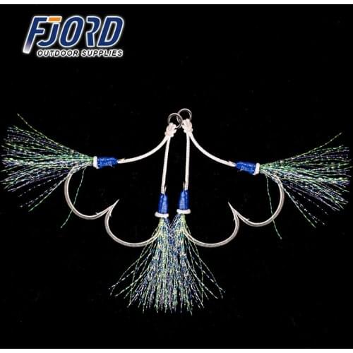 FJORD 2 Pieces/Bag 1/0 2/0 3/0 4/0 Fish Assist Hook High Carbon Steel For Carp Fishing Pesca Jig Tackle Accessories With Barbs