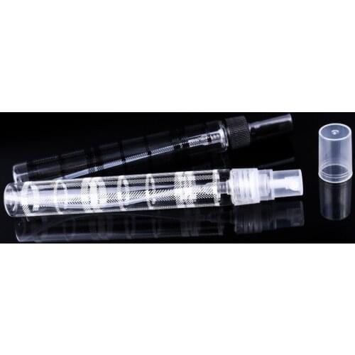 10 ml Perfume Spray Bottle Glass Black White Grid Cosmetic Mist Spray Refillable Perfume Bottle With Sprayer 50 pcs/lot