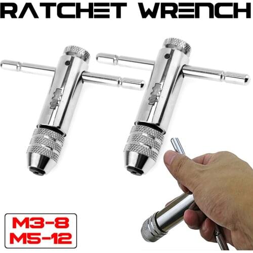M3-8M 5-12 Screw Tap and Die Ratchet Wrench Tapping Tools Metric Screw Thread Tap Twist Drill Bit Wrench Set