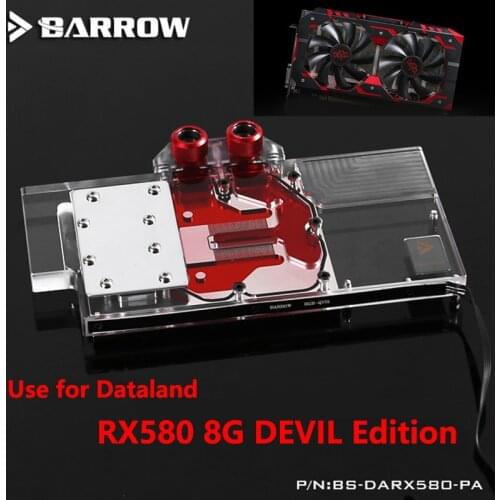 BARROW Full Cover Graphics Card Block use for PowerColor Radeon RX 580 Red Devil 8GB GPU Copper Radiator Block with RGB to AURA
