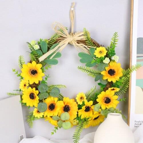 Artificial Wreath Yellow Artificial Summer Floral Wreath