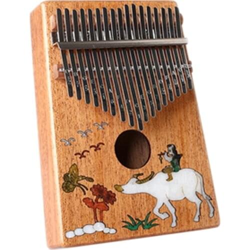 Exquisite Mahogany Wood Portable Kalimba Thumb Piano with Tune Hammer Study Instruction Musical Gifts for Music Lovers Adults