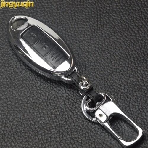 Jingyuqin For Nissan 350Z Almera Altima Armada Cefiro Cube Juke Livina March Maxima Zinc Alloy+Leather Car Key Case Cover