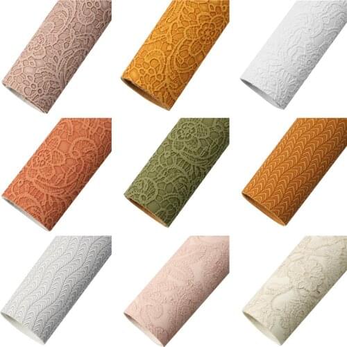 Bump Textured Faux Leather Sheets Solid Color Floral Striped Synthetic Leather Fabric 20x33cm for DIY Handbag Pouches