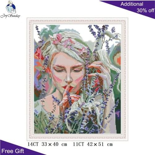 Joy Sunday Listen To The Quiet Embroidery Home Decor RA261 14CT 11CT Counted and Stamped Beauty Woman Cross Stitch Kits