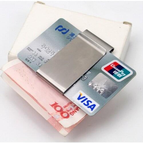 New 1PCS Steel Clip Clamp Silver Stainless Steel Slim Double Sided Men Women Money Clip Wallet Metal Credit Card Money Holder
