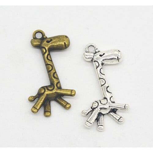 NEW 4pcs/lot 29x15x4mm Two Colors Plated Giraffe Charms Pendant For Making DIY Handmade Jewelry