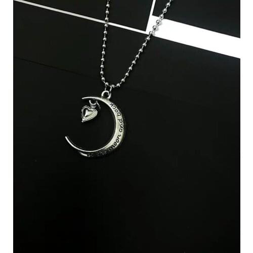 Origin Summer High Street Letter Moon Love Heart Pendant Necklace for Women Hiphop Round Bead Chain Necklace Jewelry Accessories