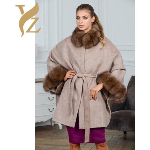 New Fashion Luxury Real Big Collar Fox Fur Collar Coats Long Warm Loose Fashion Lapel Fur Coat For Women Wholesale For Ladies