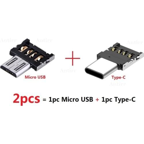 2pcs Type-C Connector Type C Micro USB 2.0 Male to Female OTG Adapter Converter For Android Tablet Phone Flash Drive U Disk