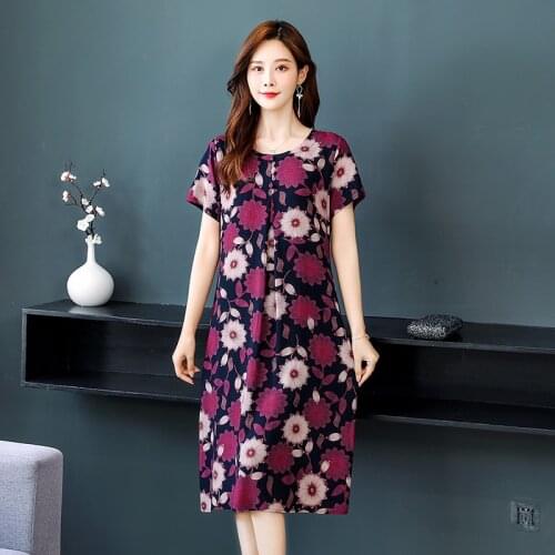 Short Sleeve Women Dress Summer Boho Beach Loose Casual Long Dresses Plus Size