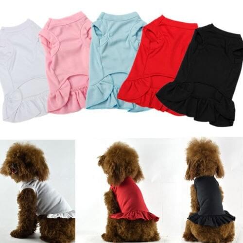 Dog Dresses Cat Dog T-shirt Pet Clothes Solid Color Ruffle Dress Solid Color Skirt dress for wedding party