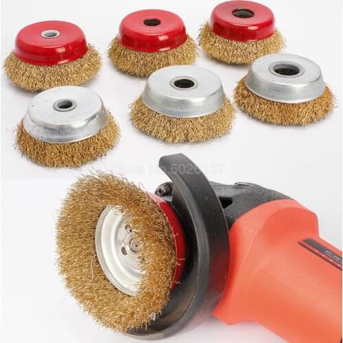 1Pcs 10mm 16mm 22mm Hole Bowl Shape Wire Polish Wheel For 125 Angle Grinder Brush Steel Metal Polishing Derust