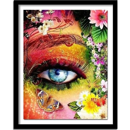 Full circular Diamond 5D DIY Diamond Painting Eyes & butterflies Embroidery Cross Stitch Home decoration